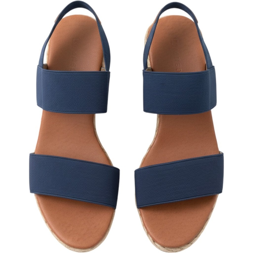 Tommy Bahama Womens Navy Blue Elastic Strap Espadrille Wedge Sandals Size 9
